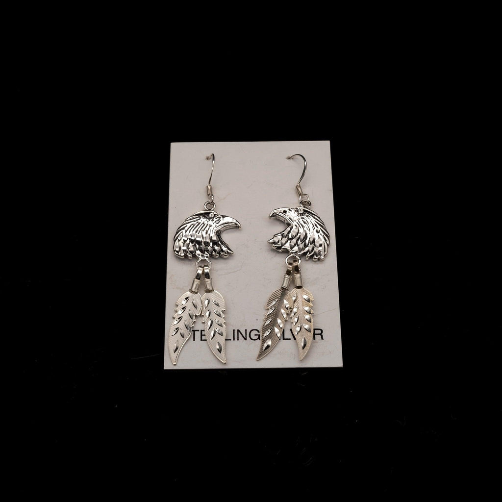 Sterling Silver Eagle Feathers Earrings - Evolve Yourself 