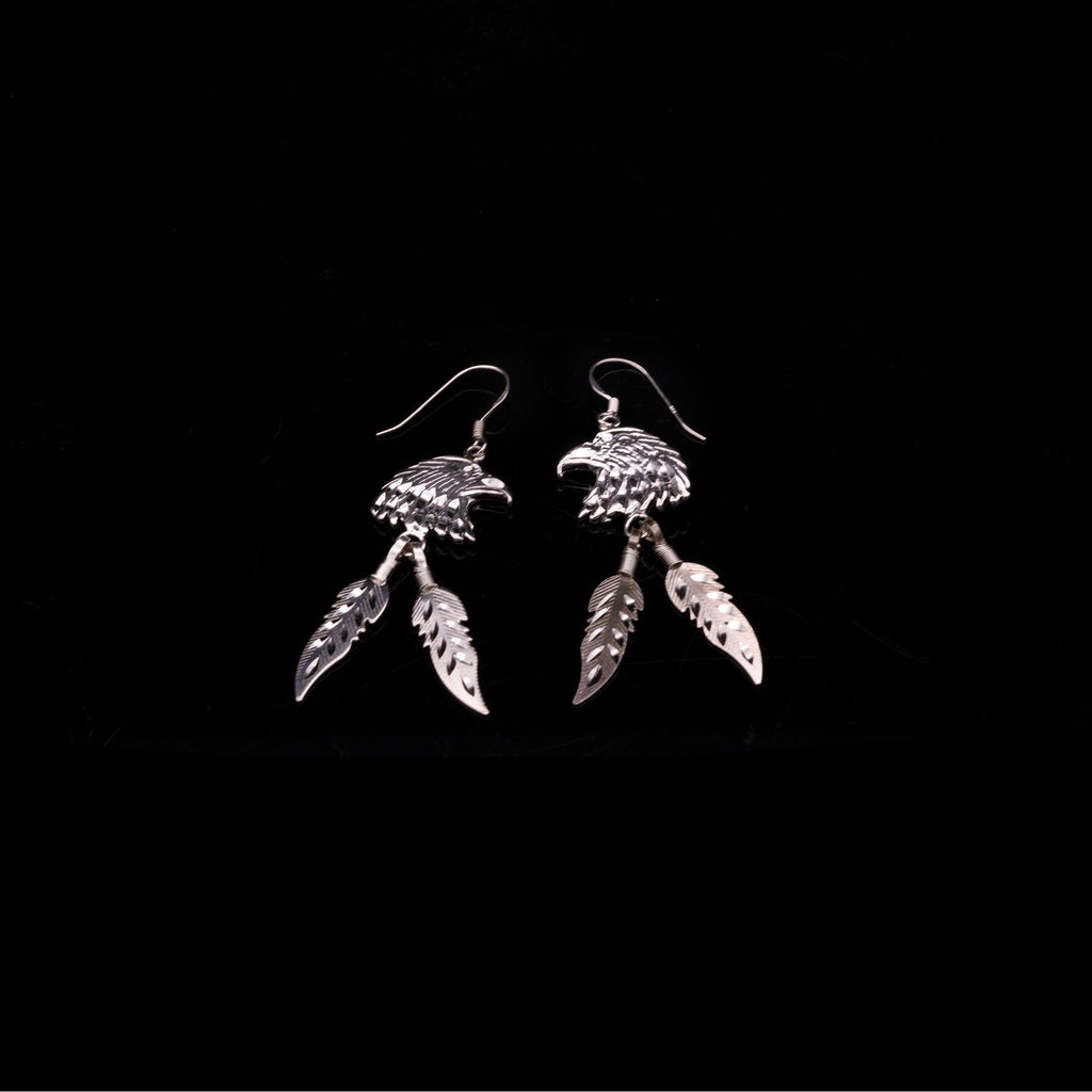 Sterling Silver Eagle Feathers Earrings - Evolve Yourself 